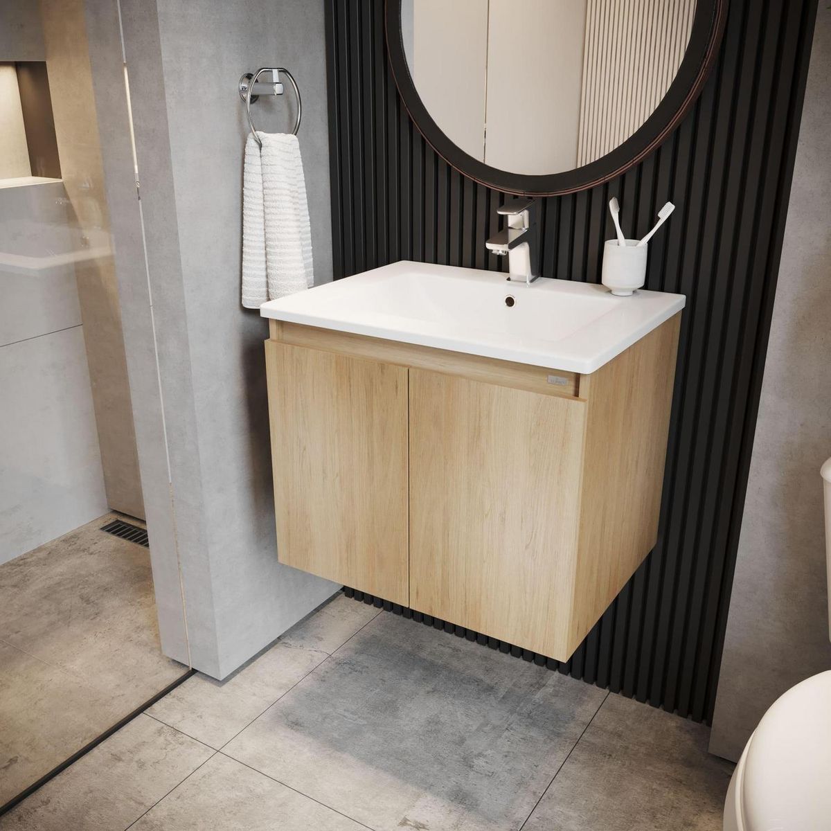 KLIPEN - Mueble desarmado 700x480x465 mm con lavamanos