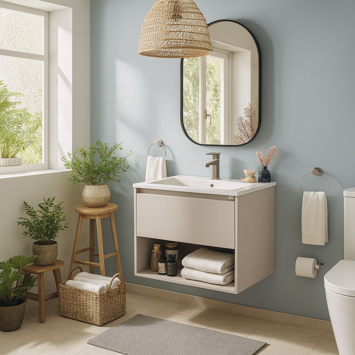 KLIPEN - Mueble base desarmado 600x550x450 mm con lavamanos