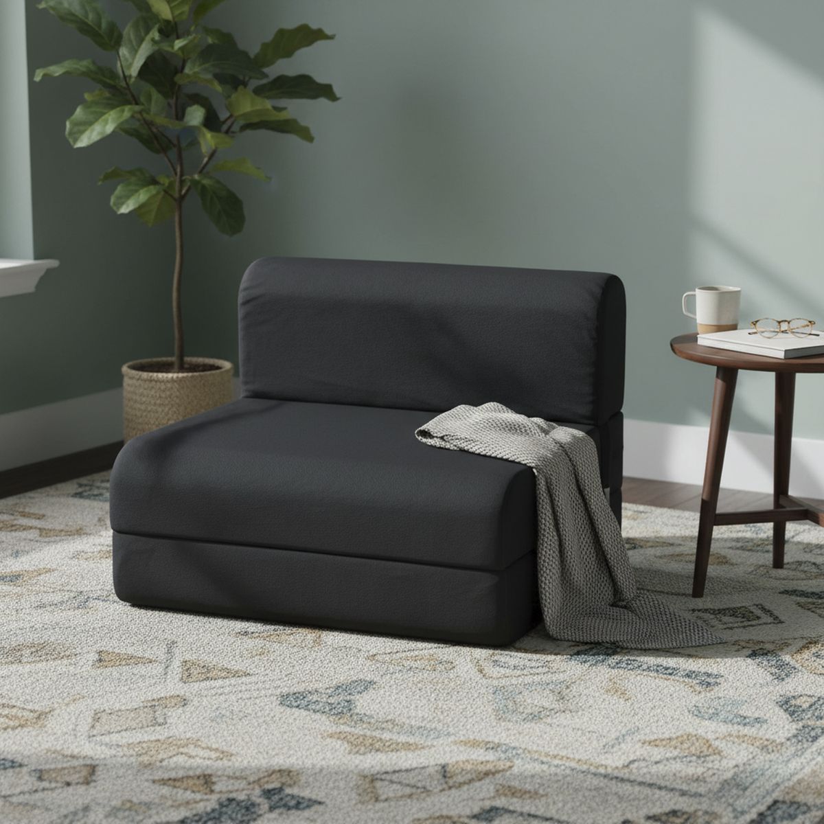 MANTAHUE - Sofá Cama Jeans Azul Profundo 90x71,5x58 cm