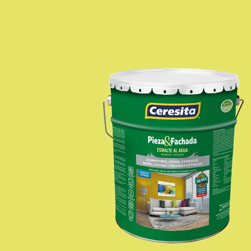 CERESITA - Esmalte al Agua Pieza y Fachada Satinado 4 galón(es) Verde Manzana 