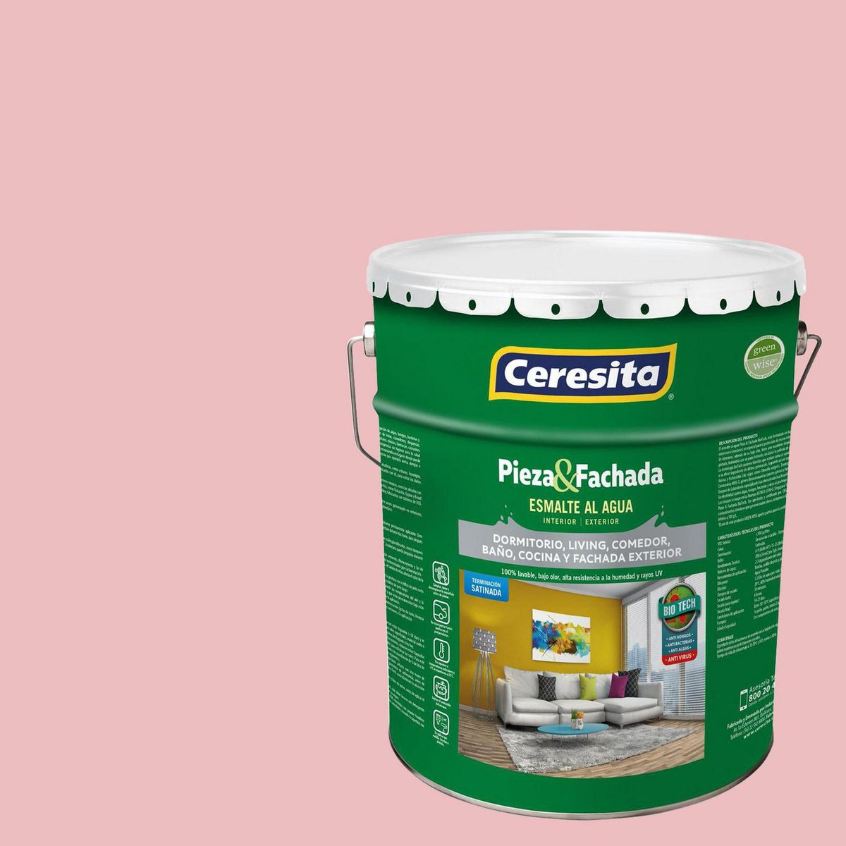 CERESITA - Esmalte al Agua Pieza y Fachada Tineta 4 galón(es) Satinado Rosado 7892W