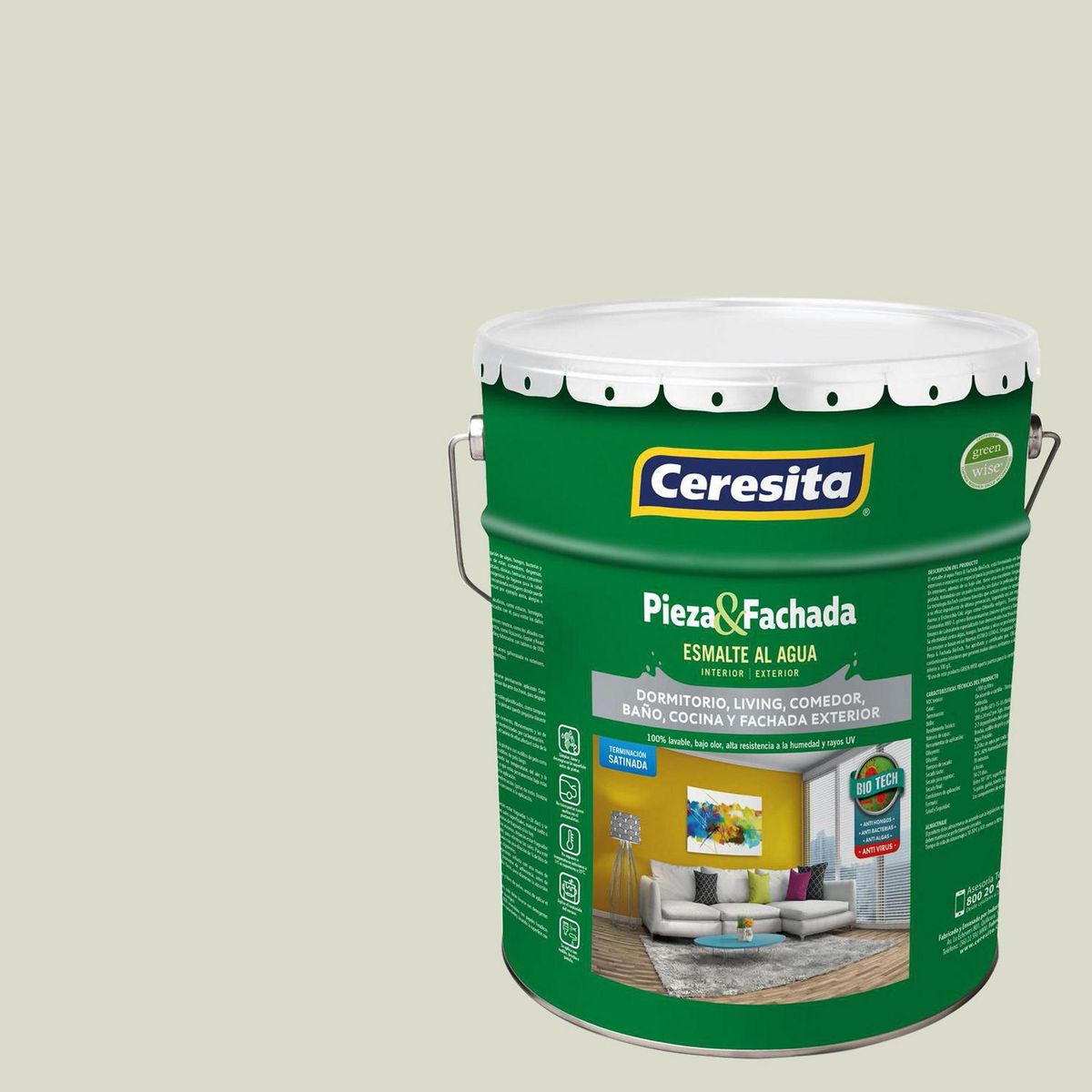 CERESITA - Esmalte al Agua Pieza y Fachada Tineta 4 galón(es) Satinado Blanco Ow153