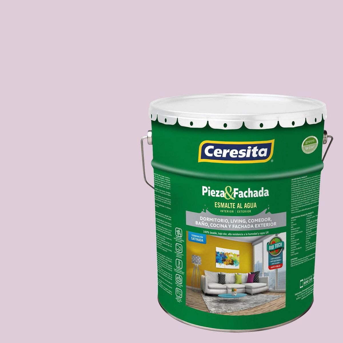 CERESITA - Esmalte al Agua Pieza y Fachada Tineta 4 galón(es) Satinado Rosado 8422W