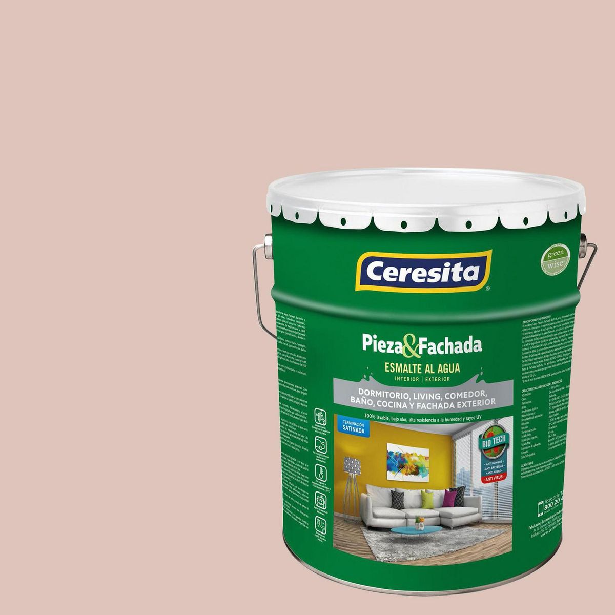 CERESITA - Esmalte al Agua Pieza y Fachada Tineta 4 galón(es) Satinado Beige 8292W