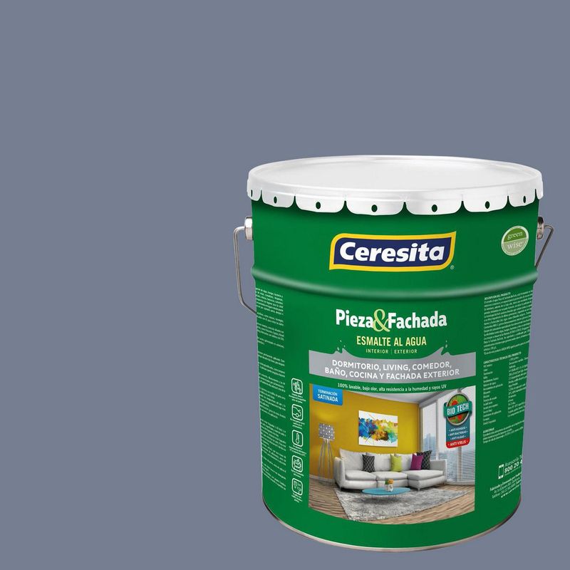 CERESITA - Esmalte al Agua Pieza y Fachada Satinado 4 galón(es) Gris 8455D