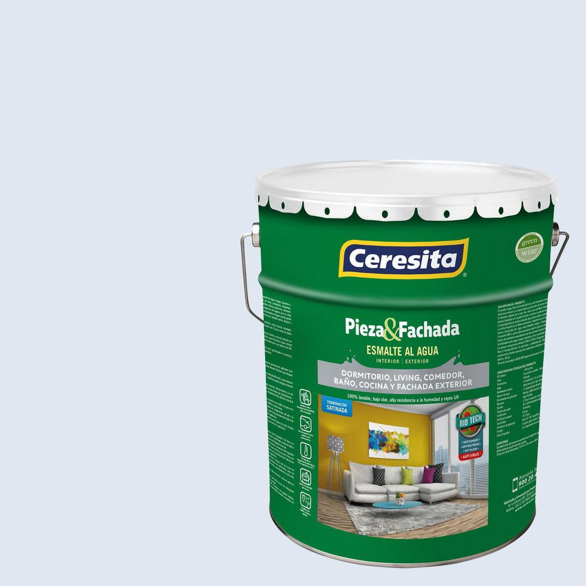 CERESITA - Esmalte al Agua Pieza y Fachada Tineta 4 galón(es) Satinado Blanco Cw007W