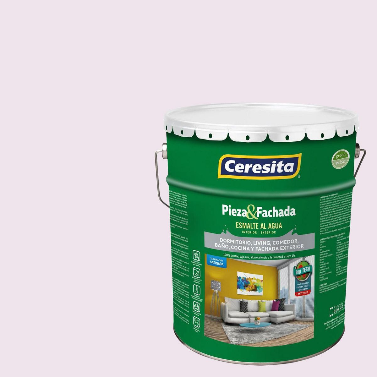 CERESITA - Esmalte al Agua Pieza y Fachada Tineta 4 galón(es) Satinado Rosado 7950W