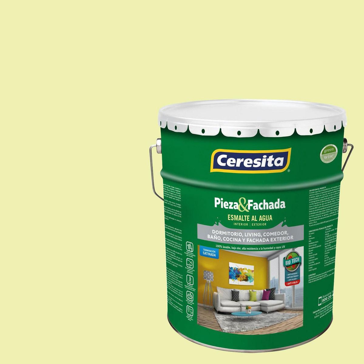 CERESITA - Esmalte al Agua Pieza y Fachada Tineta 4 galón(es) Satinado Beige 8236