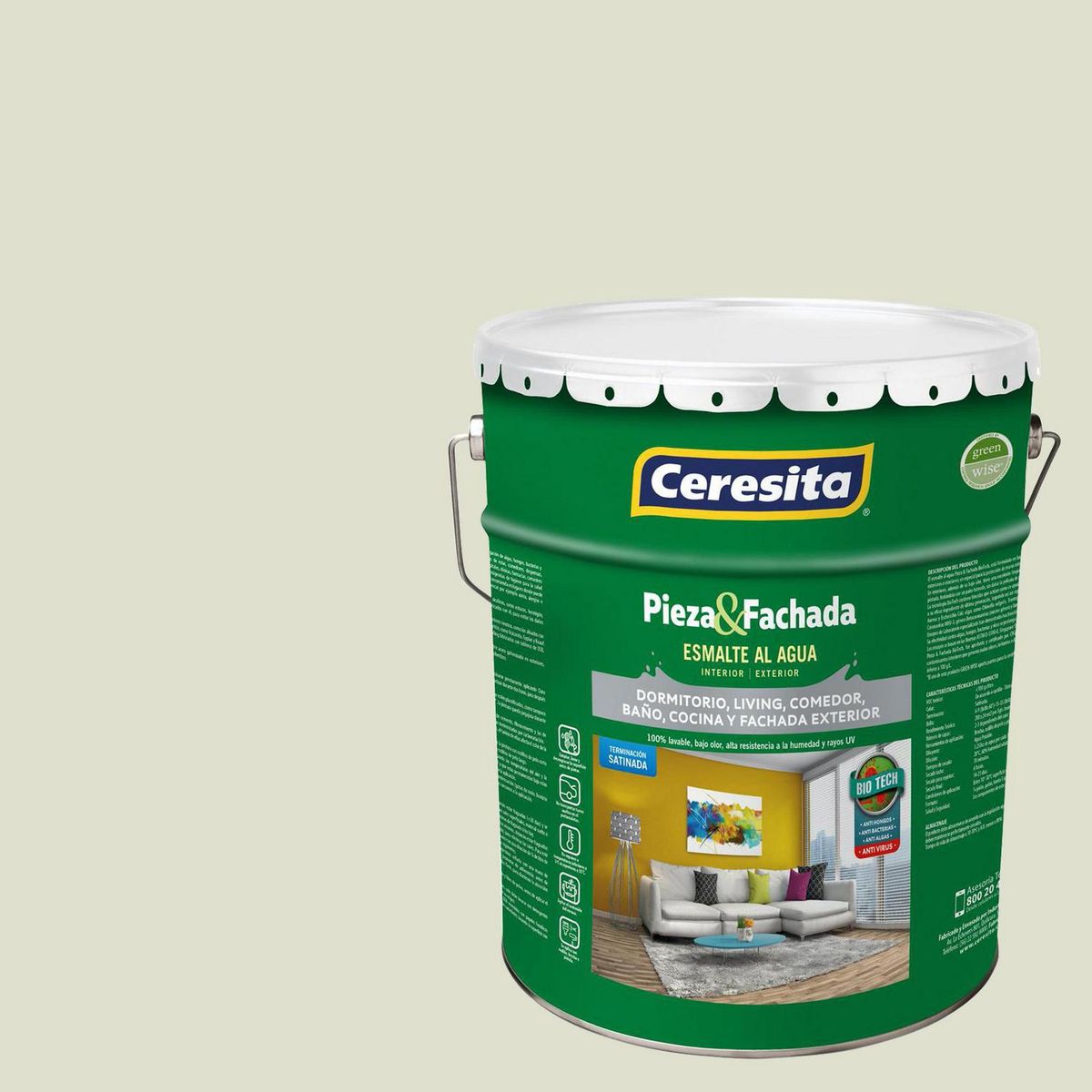 CERESITA - Esmalte al Agua Pieza y Fachada Tineta 4 galón(es) Satinado Blanco Ow157