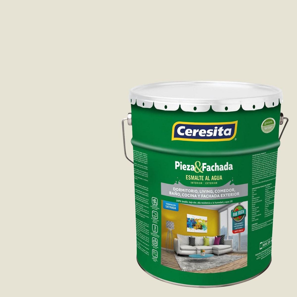 CERESITA - Esmalte al Agua Pieza y Fachada Tineta 4 galón(es) Satinado Beige 8160W