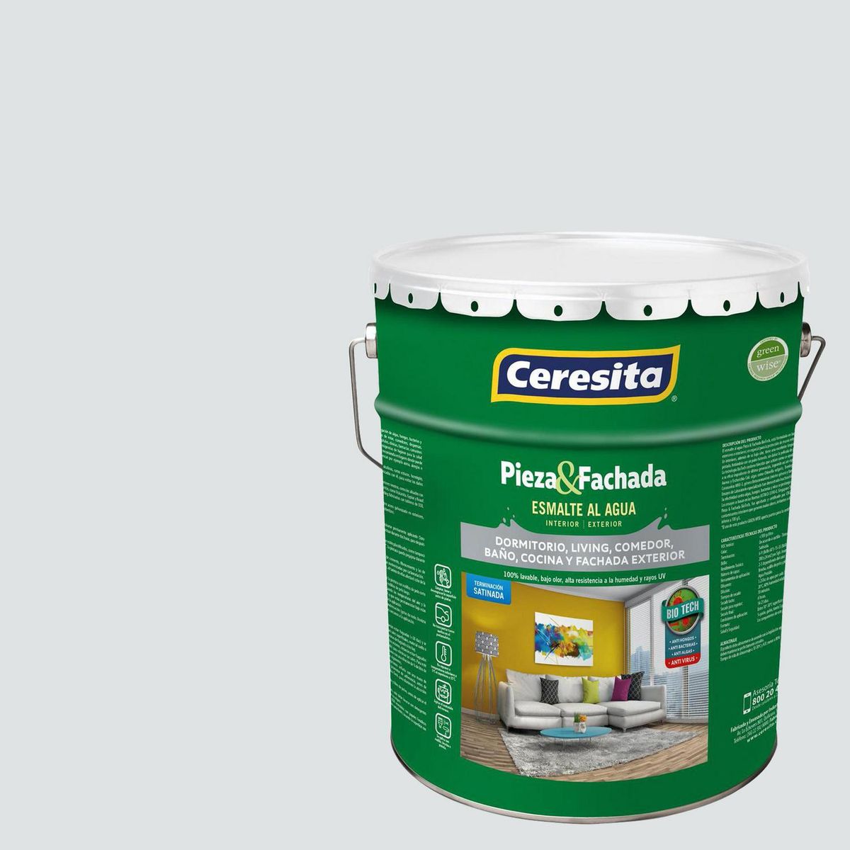 CERESITA - Esmalte al Agua Pieza y Fachada Tineta 4 galón(es) Satinado Gris 8520W