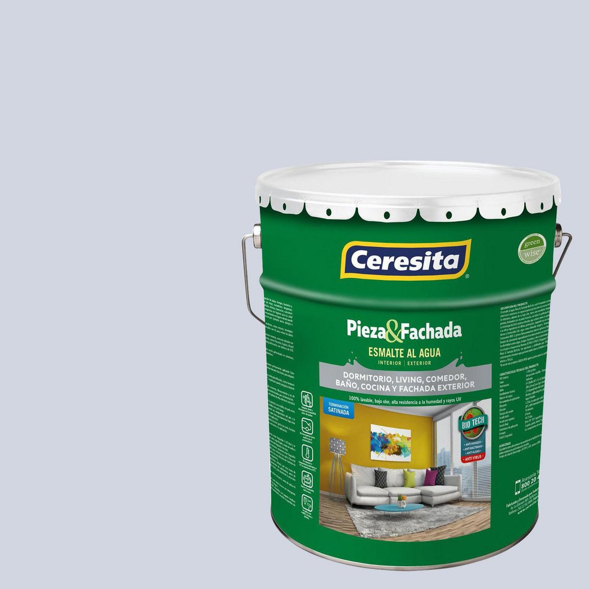 CERESITA - Esmalte al Agua Pieza y Fachada Tineta 4 galón(es) Satinado Azul 8451W