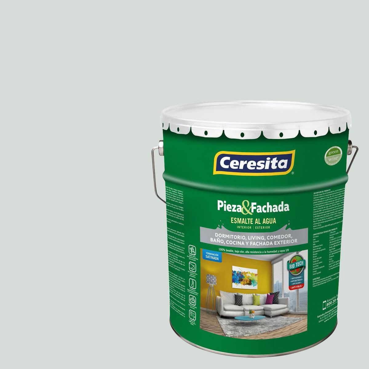 CERESITA - Esmalte al Agua Pieza y Fachada Tineta 4 galón(es) Satinado Gris 8601W