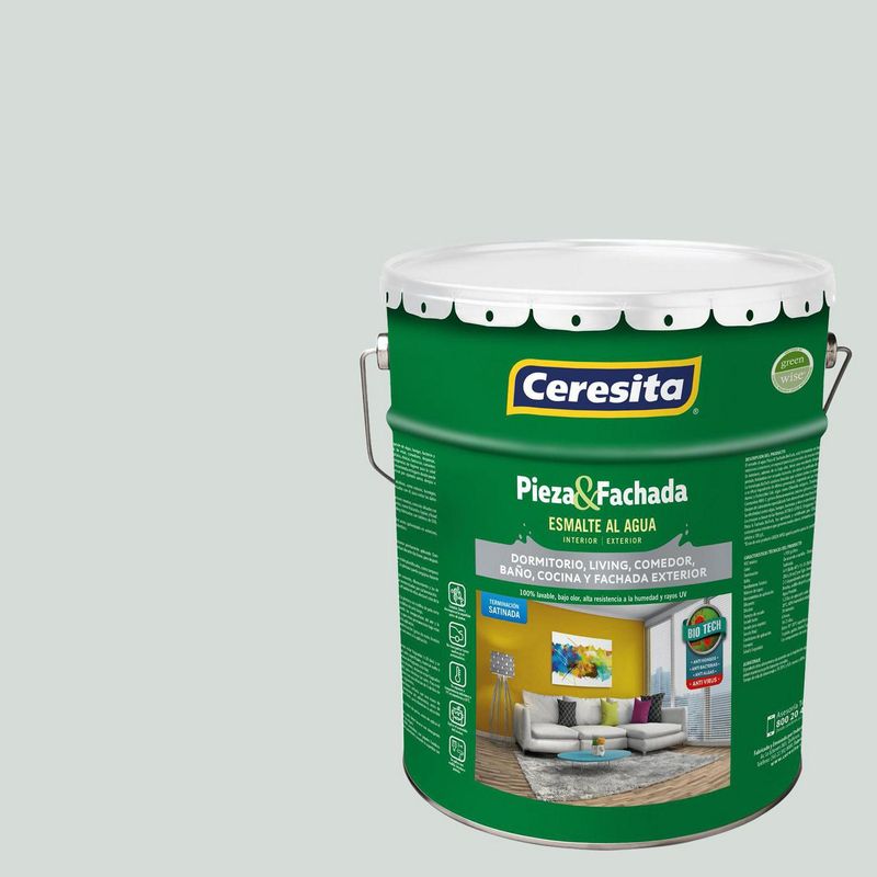 CERESITA - Esmalte al Agua Pieza y Fachada Satinado 4 galón(es) Gris 8601W