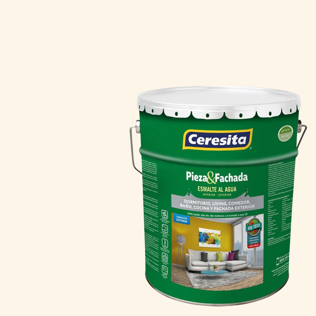 CERESITA - Esmalte al Agua Pieza y Fachada Tineta 4 galón(es) Satinado Blanco Cw024W