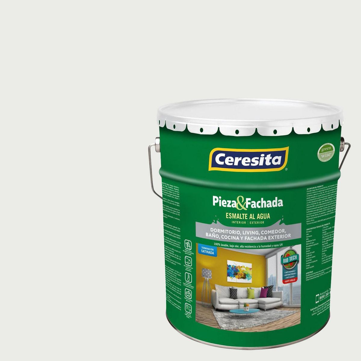 CERESITA - Esmalte al Agua Pieza y Fachada Tineta 4 galón(es) Satinado Blanco 8640W