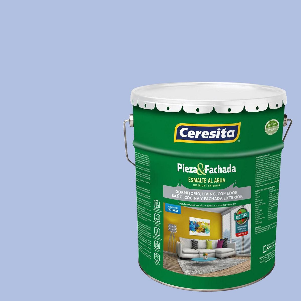 CERESITA - Esmalte al Agua Pieza y Fachada Tineta 4 galón(es) Satinado Azul 7513W