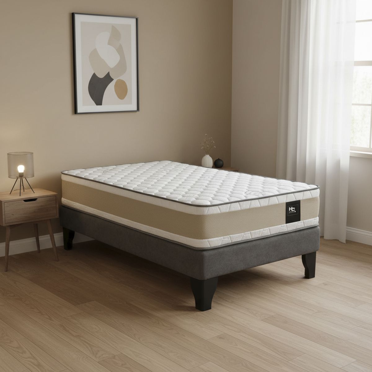 DRIMKIP - Cama 1.5 plazas Americana Funcional Gris