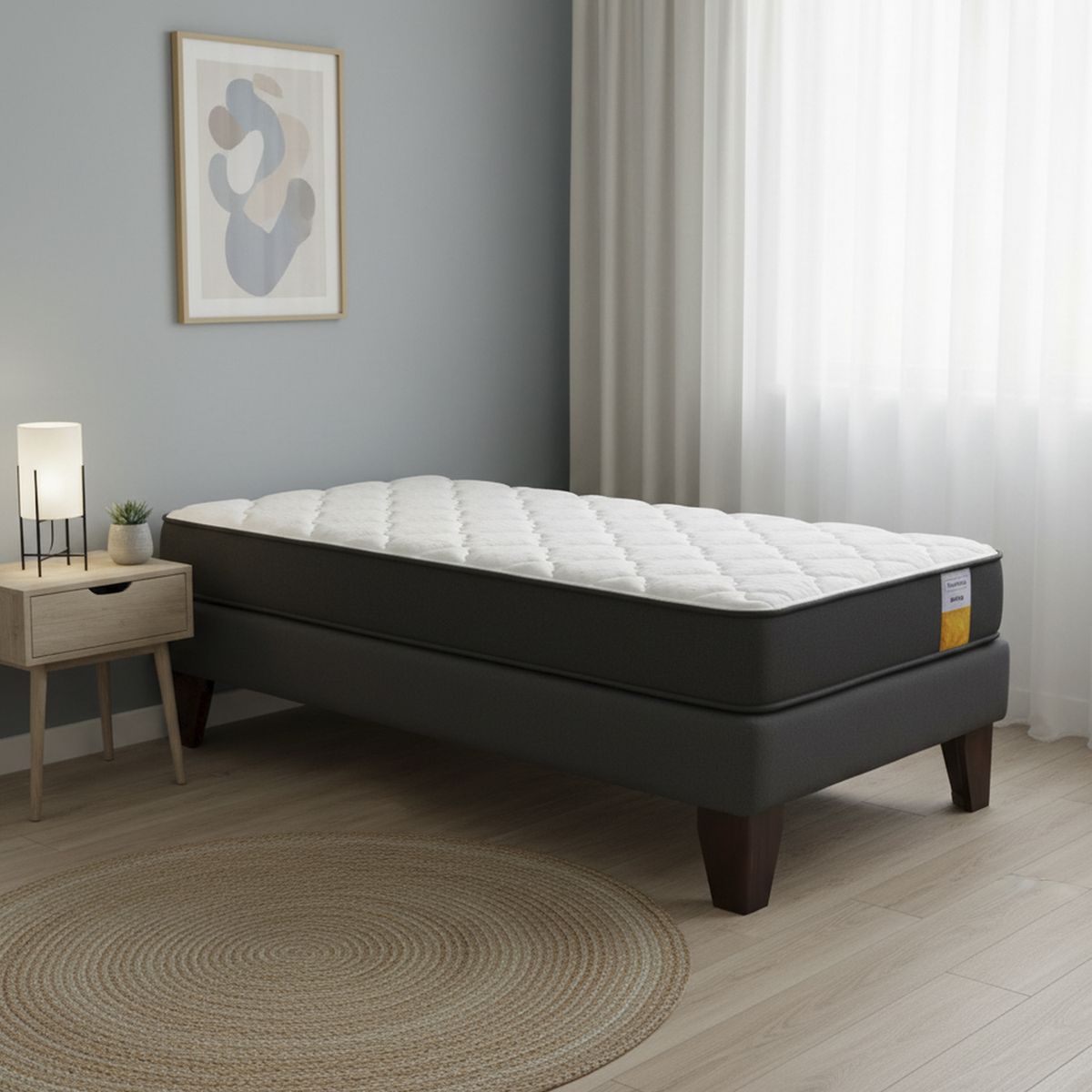 DRIMKIP - Cama 1 plaza Europea Funcional Gris