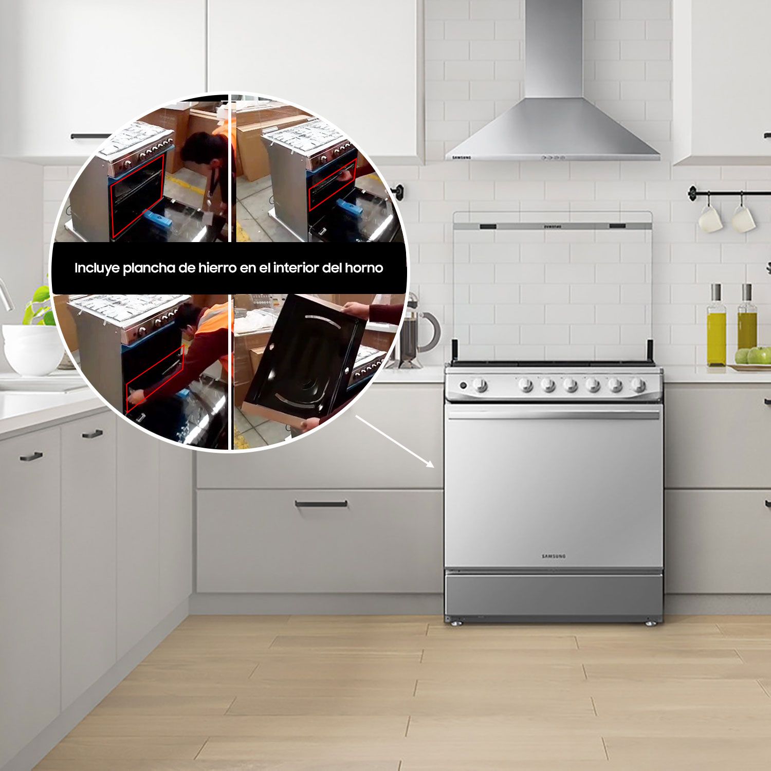 SAMSUNG Cocina a Gas 5 Platos Espejado NX52A7422CS/ZS | Falabella