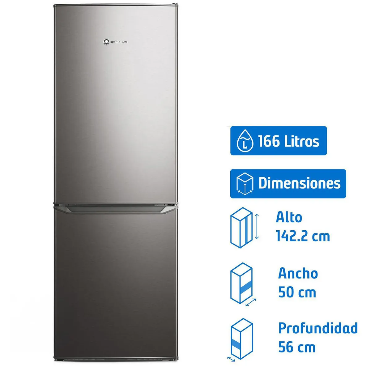 MADEMSA - Refrigerador Bottom Freezer Frío Directo 166 Litros MED165
