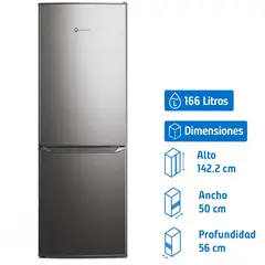 MADEMSA - Refrigerador Bottom Freezer Frío Directo 166 Litros Inox MED165
