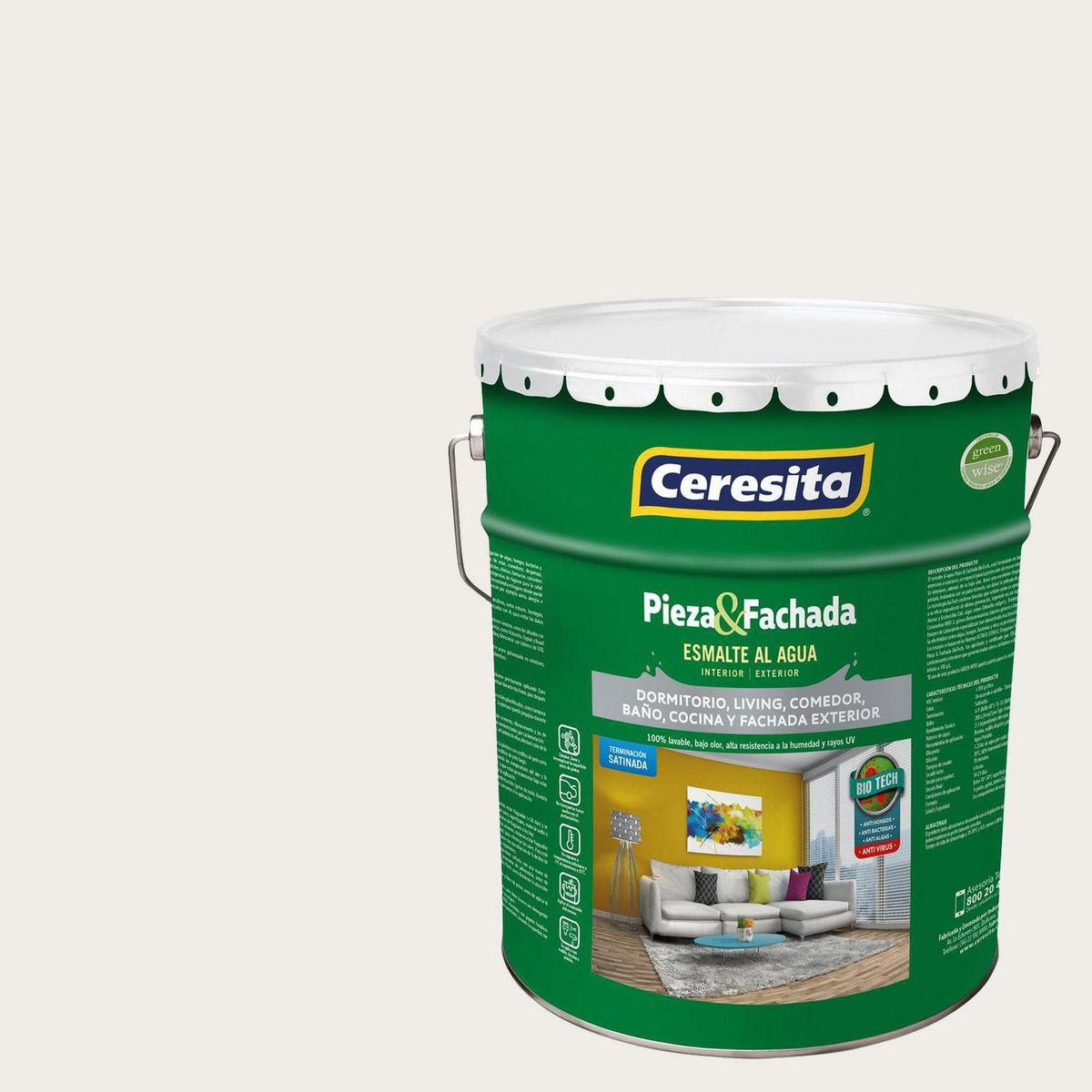 CERESITA - Esmalte al Agua Pieza y Fachada Tineta 4 galón(es) Satinado Beige 8700W