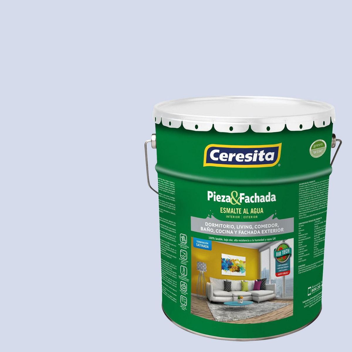 CERESITA - Esmalte al Agua Pieza y Fachada Tineta 4 galón(es) Satinado Azul 7511W