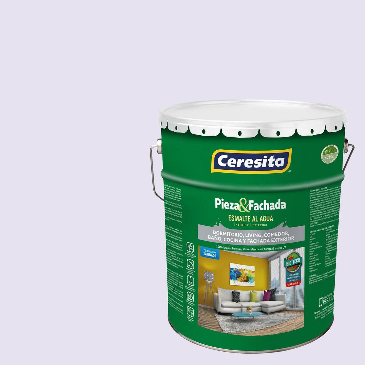 CERESITA - Esmalte al Agua Pieza y Fachada Tineta 4 galón(es) Satinado Gris 7490W