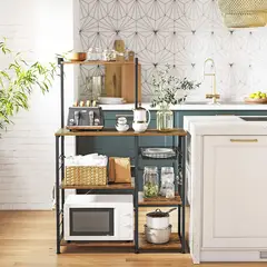 POTTERY - Mueble Organizador 90x132x40 cm Marrón Rústico/Negro