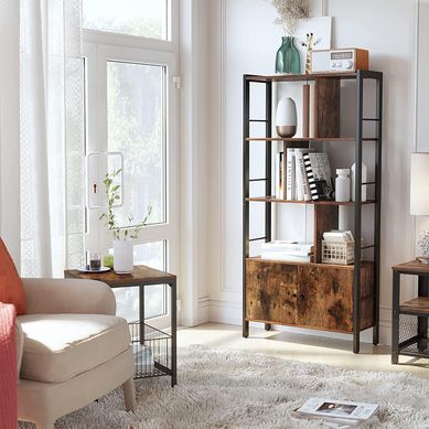 Gabinete con repisa Marrn rstico y negro