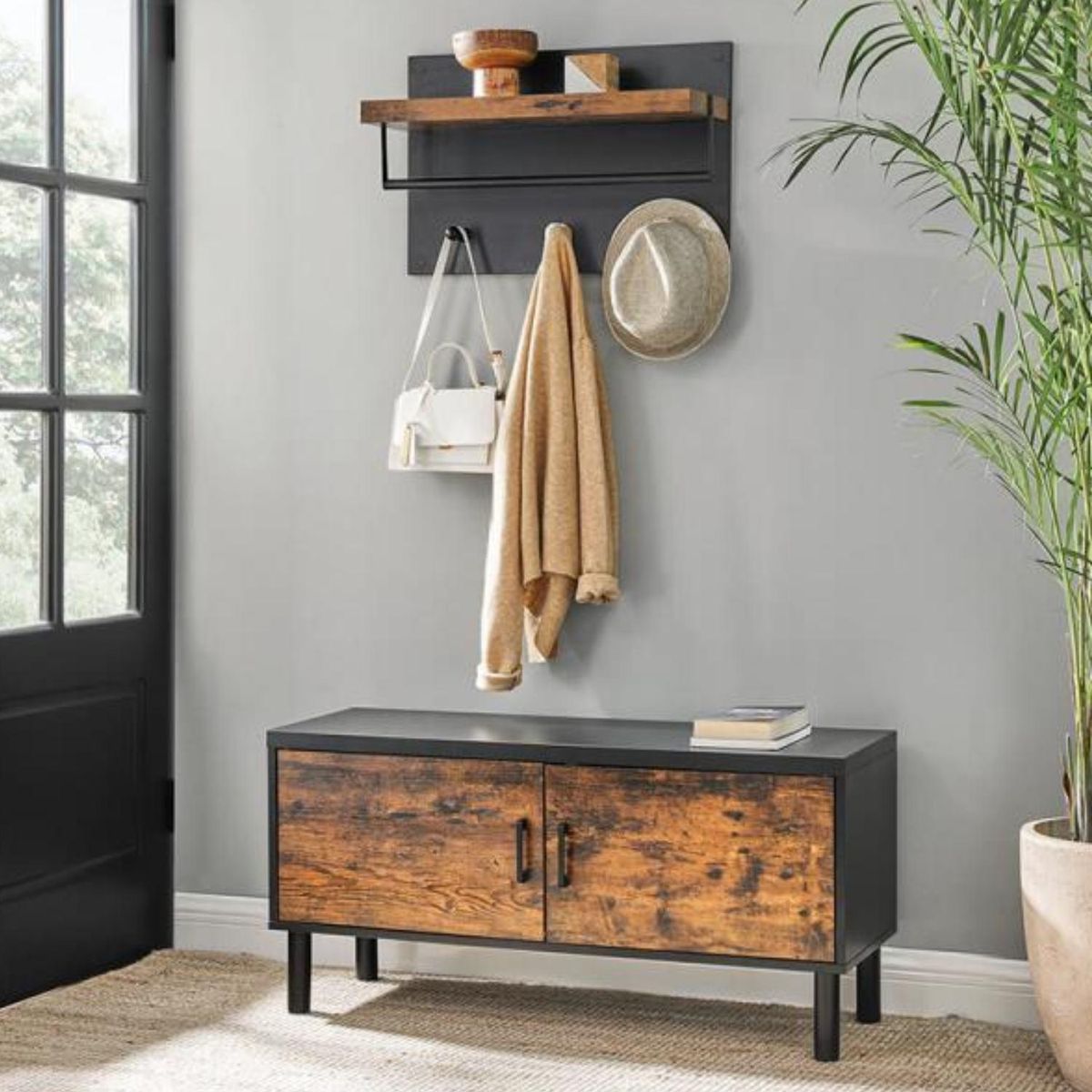 POTTERY - Armario con repisa Marrón rústico y negro