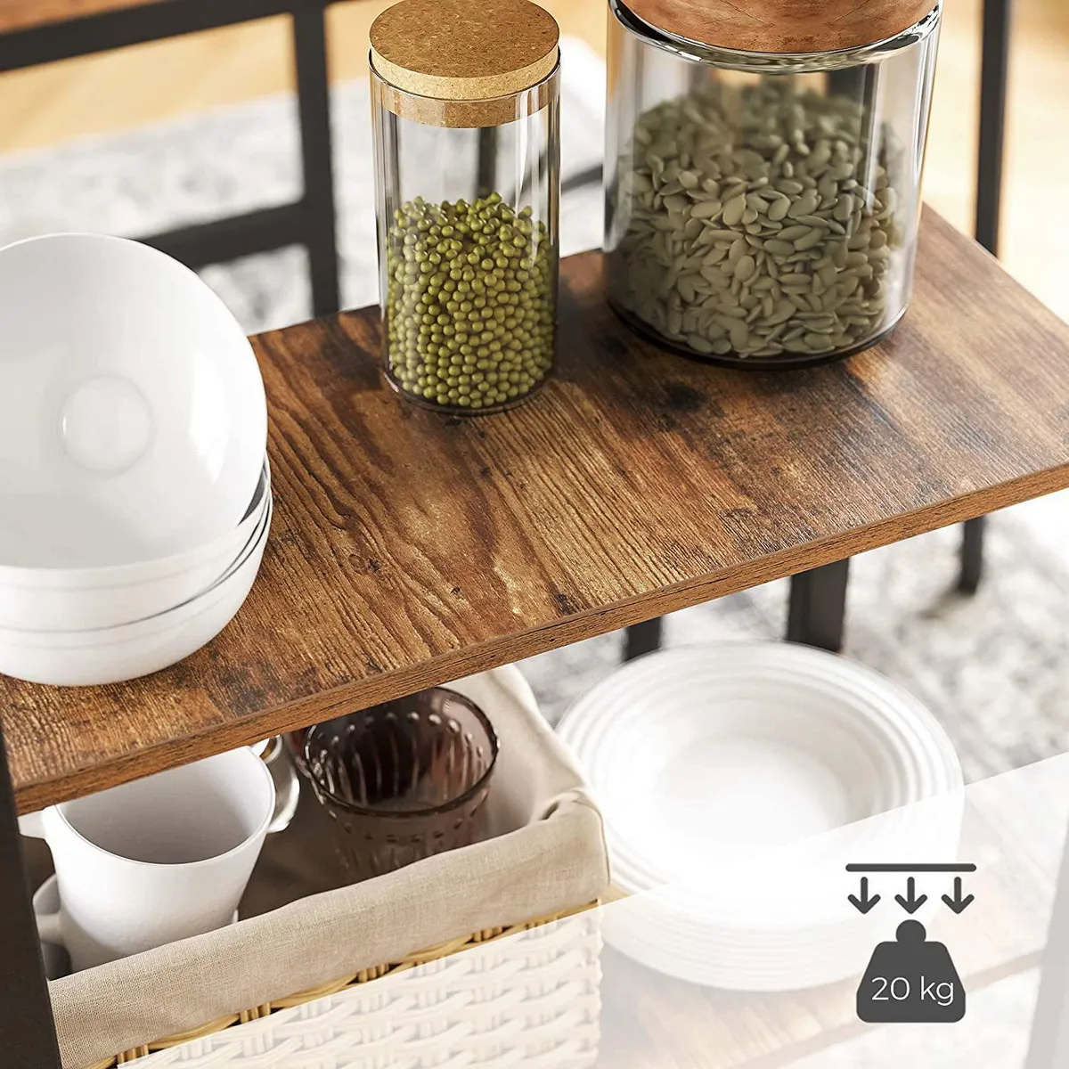 POTTERY - Mesa de comedor Marrón rústico y negro mate