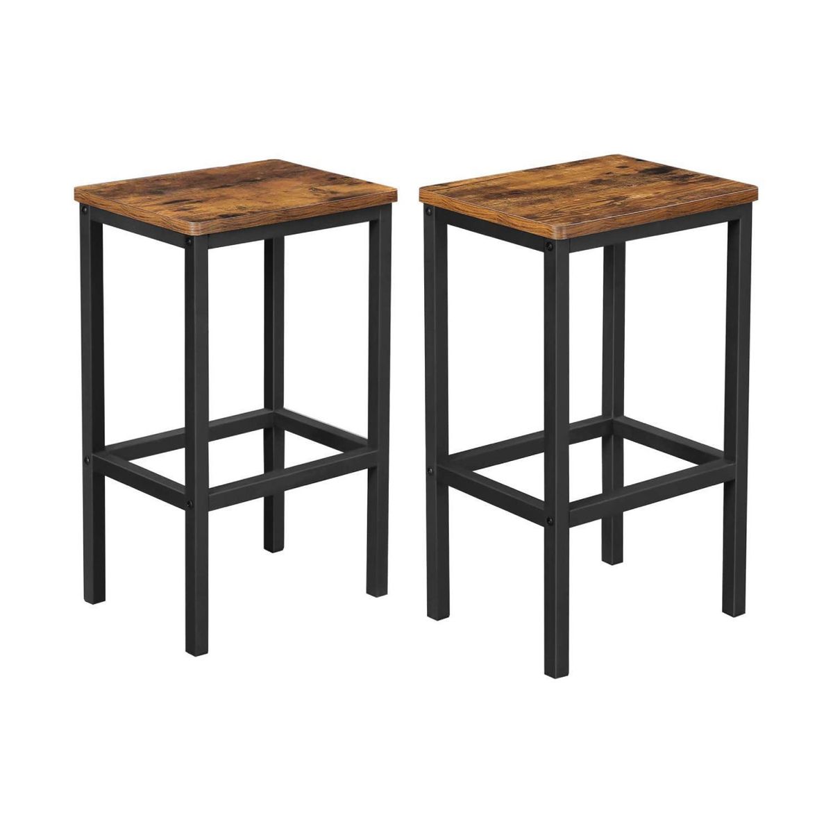 POTTERY - Set 2 Taburetes Rústico Marrón/Negro 65x30x40 cm