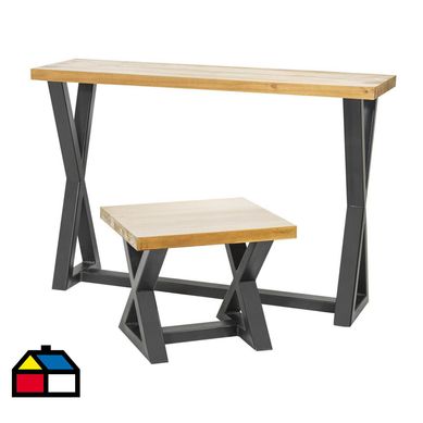 Combo arrimo + mesa lateral Cantillana natural