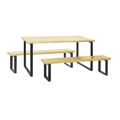 Mesa comedor 160 + 2 banquetas Everest natural