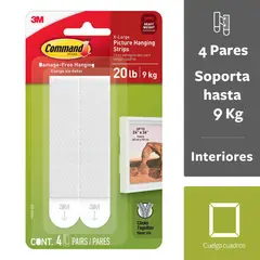 COMMAND - Tiras para colgar Cuadros 9 kg, blancas, 4 pares