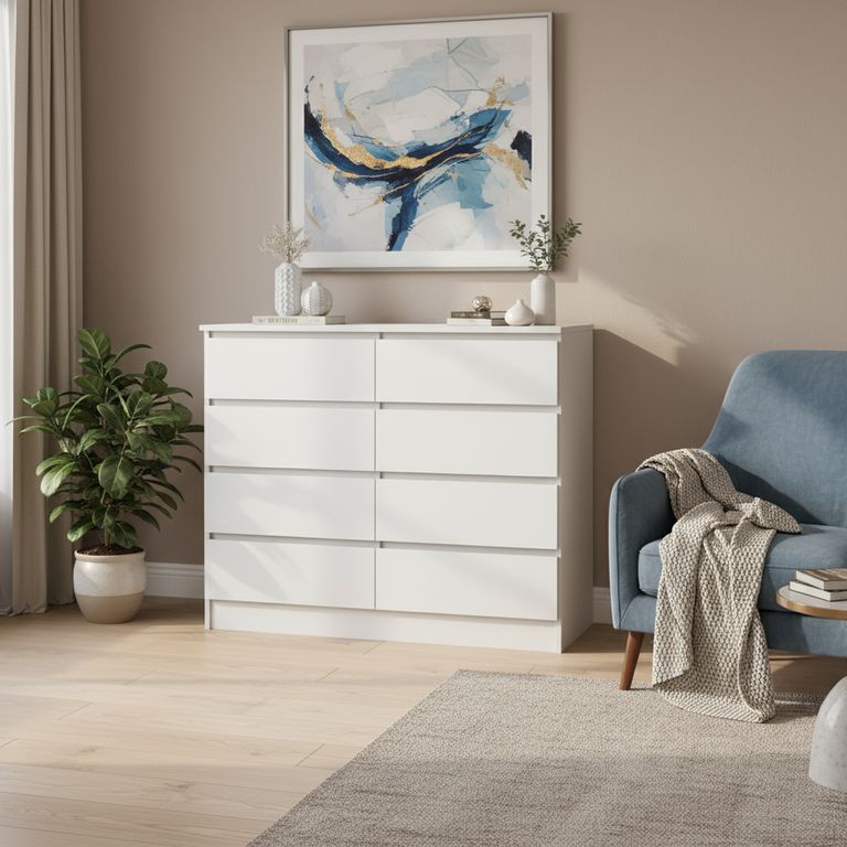 Cómoda 8 Cajón(es) Austria 100x85x45 cm Blanco
