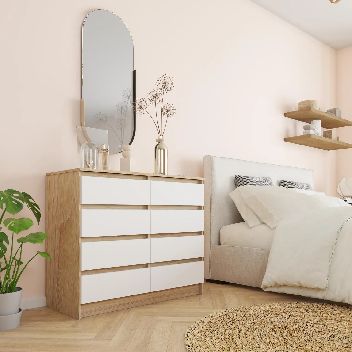 Cómoda 8 Cajón(es) Austria 100x85x45 cm Olmo Blanco | Sodimac