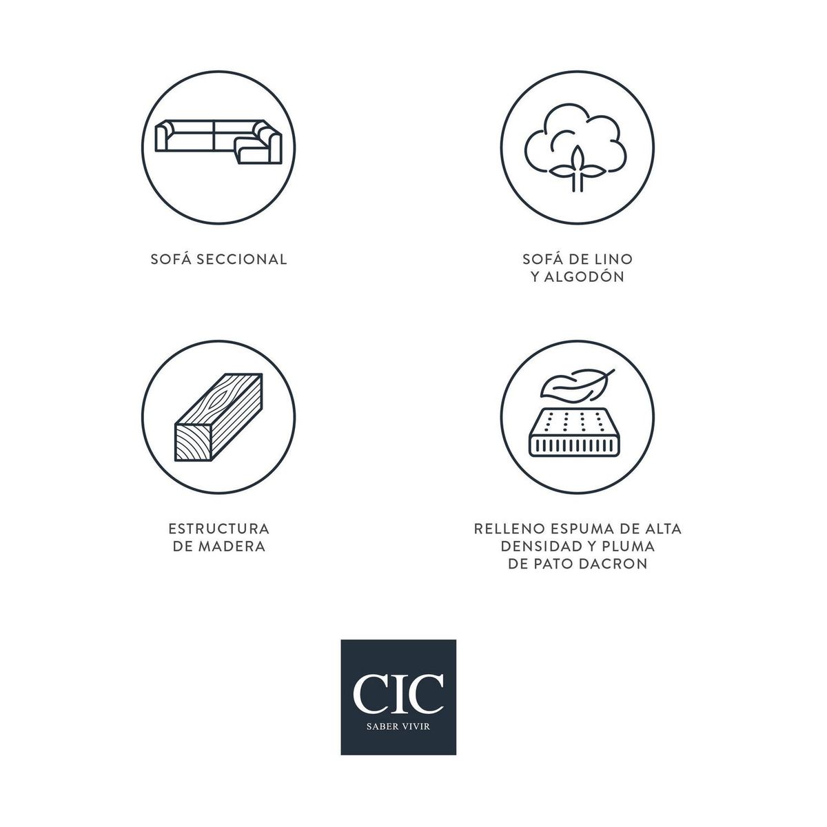 CIC - Sofá Seccional 3 cuerpos Relax 390x65x91 cm Natural