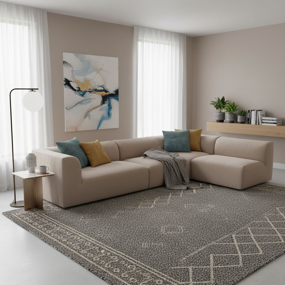 CIC - Sofá Seccional 3 cuerpos Relax 390x65x91 cm Café