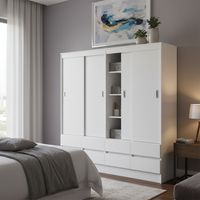 Clóset Maule 4 Puerta(s) 8 Cajón(es) 4 Repisa(s) 180x180x51 cm Blanco