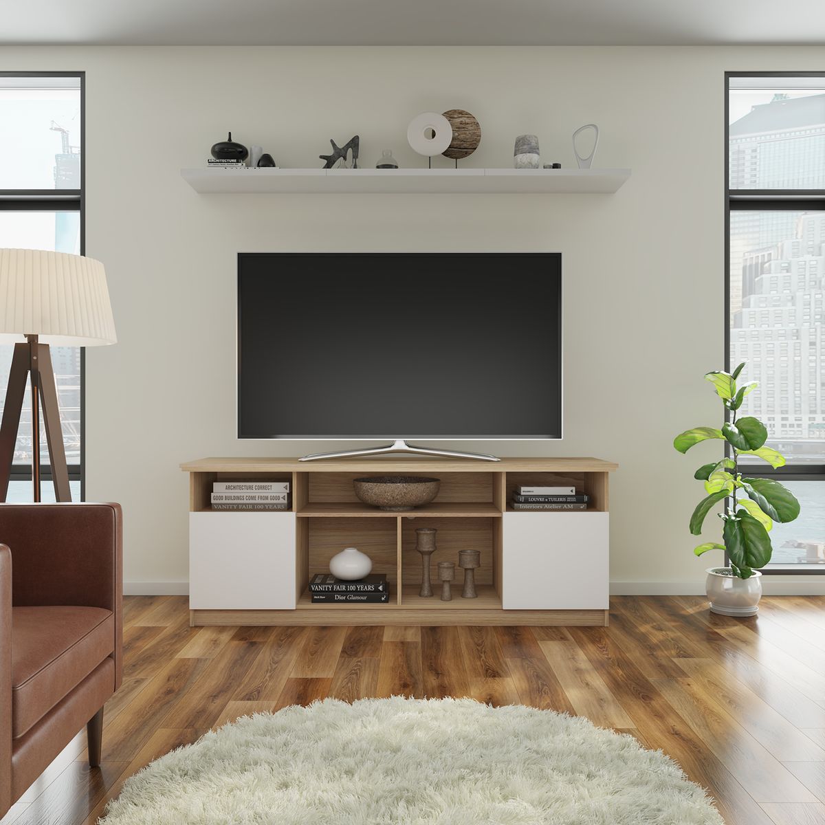 CIC - Rack TV" 75 " Atenas Olmo/Blanco 170x65x48 cm