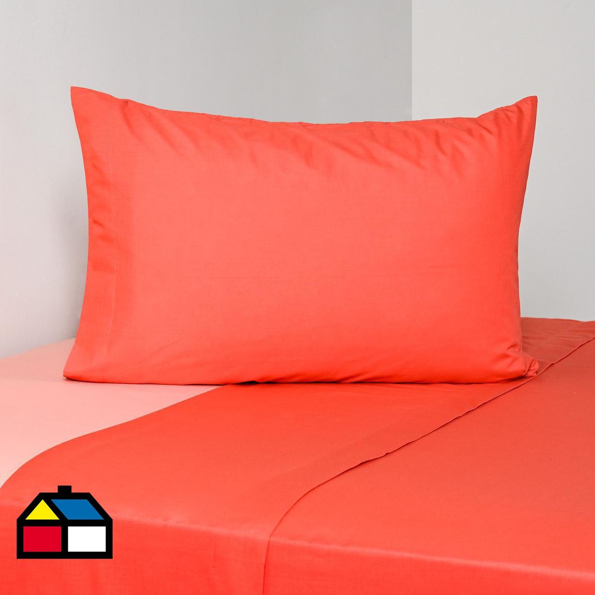 AMERICAN FAMILY - Juego de Sábanas Bicolor 1.5 plazas 144 Hilos Rojo