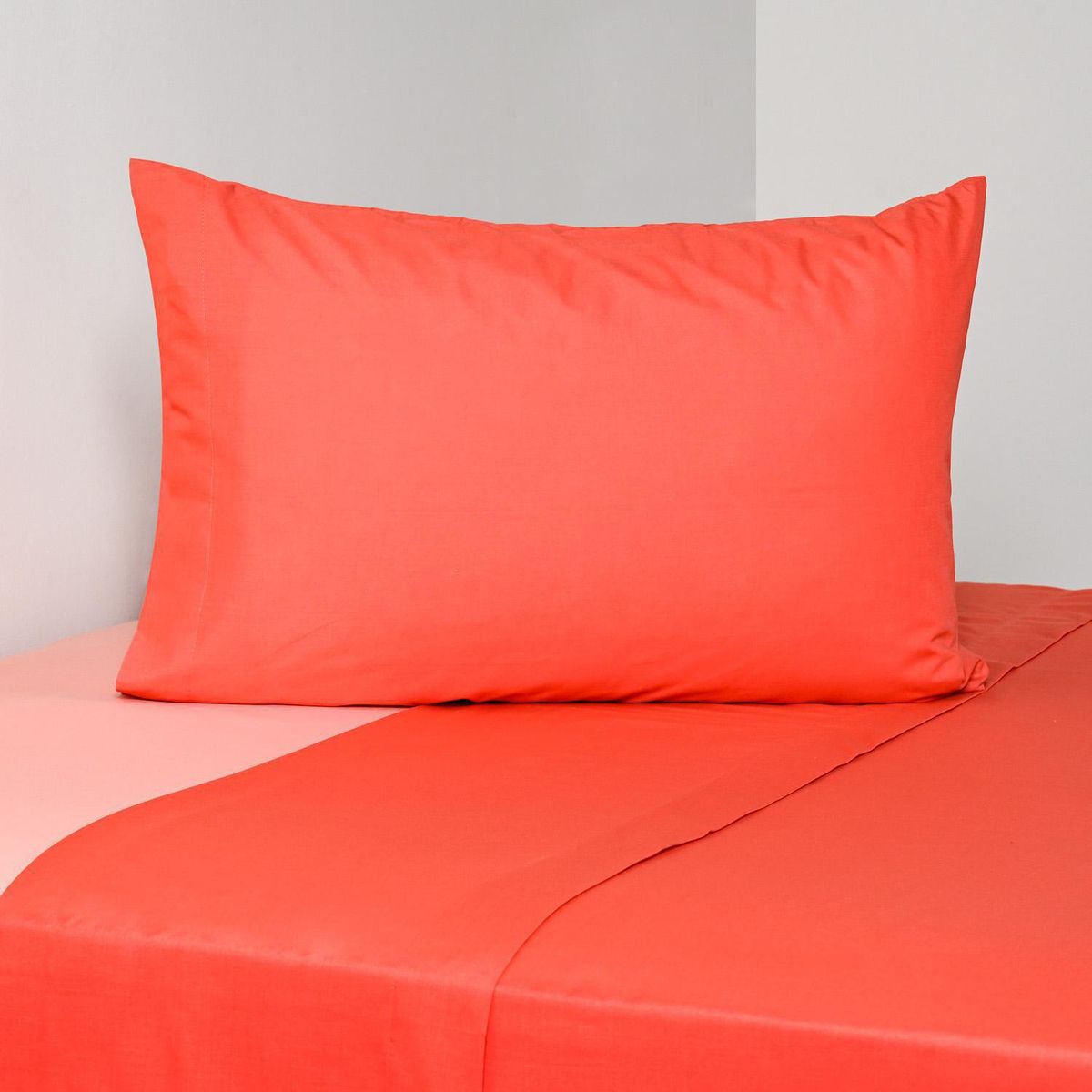 AMERICAN FAMILY - Juego de Sábanas Bicolor 1.5 plazas 144 Hilos Rojo