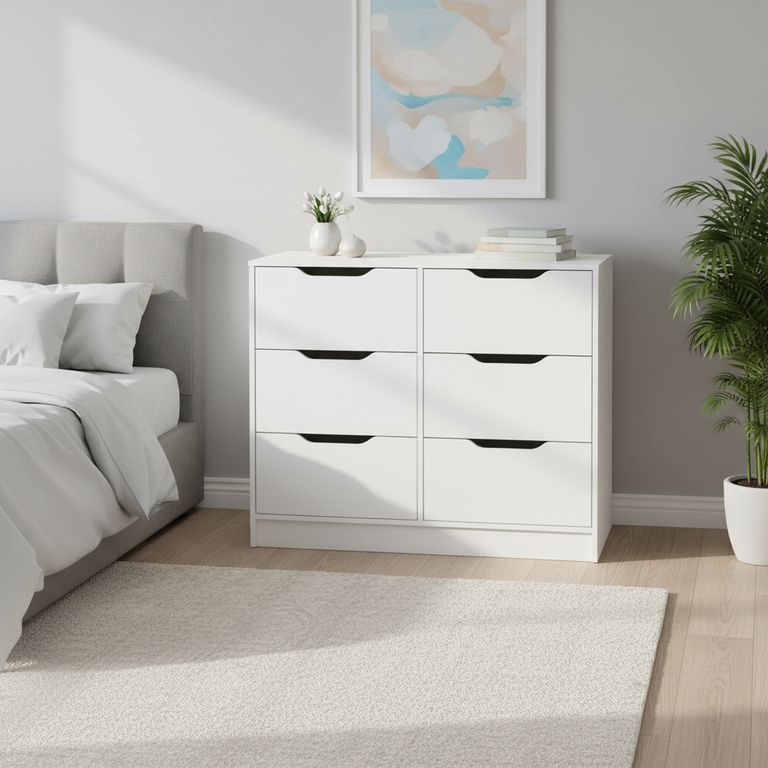 CIC Cómoda 6 Cajón(es) 6 cajones 100x85x45 cm Blanco