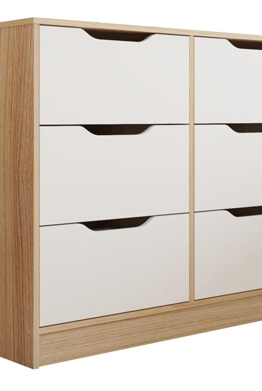 CIC - Cómoda 6 Cajón(es) Moderno 100x85x45 cm Olmo/blanco
