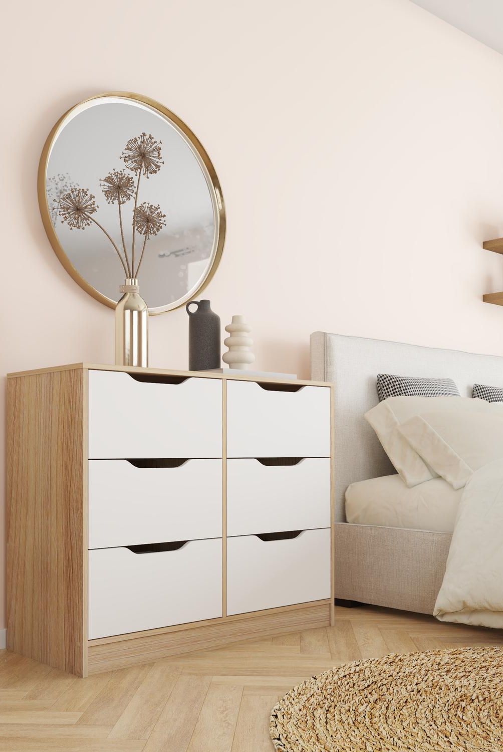 CIC - Cómoda 6 Cajón(es) Moderno 100x85x45 cm Olmo/blanco