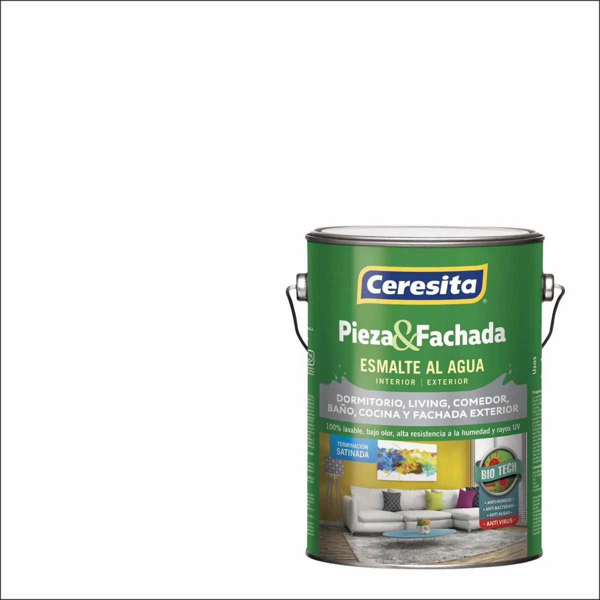 CERESITA - Esmalte al Agua Pieza y Fachada Galón 1 galón(es) Satinado Blanco 