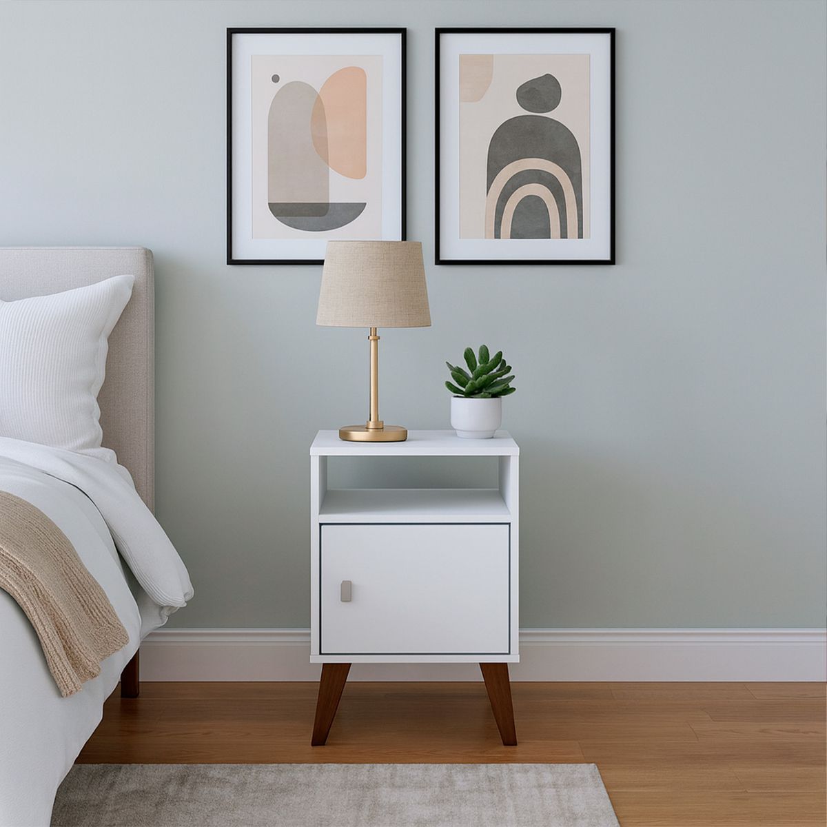 HOGA - Velador 1 Cajón(es) Praga 40x60x38 cm Blanco